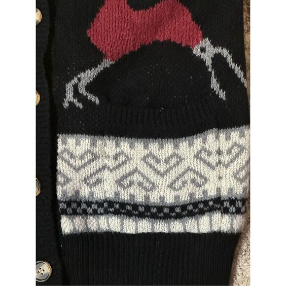 Creation black winter soft reindeer wool blend cardigan M new - Picture 4 of 8
